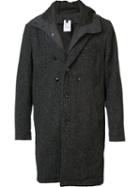 Engineered Garments Layered Buttoned Hooded Coat, Men's, Size: Medium, Grey, Nylon/wool