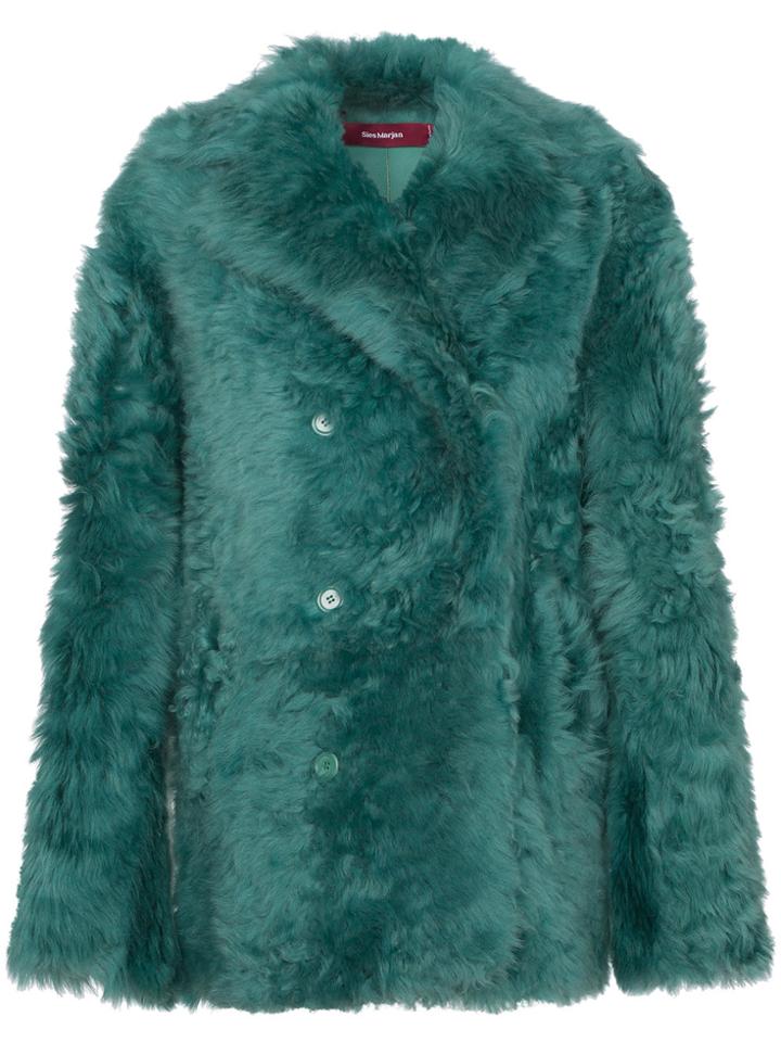 Sies Marjan Pippa Shearling Peacoat - Blue