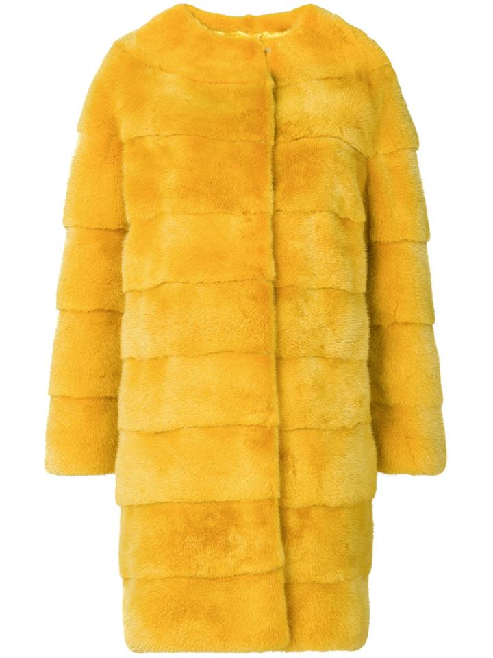 Liska Luce Fur Coat - Yellow & Orange