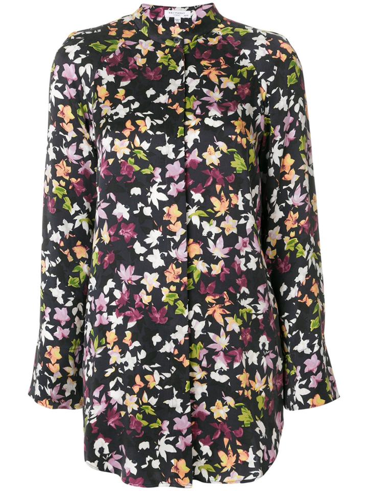 Equipment Foliage Print Collarless Shirt - Black