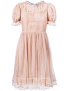 Gucci - Ruffled Short Sleeve Dress - Women - Silk/cotton/polyamide - 40, Nude/neutrals, Silk/cotton/polyamide