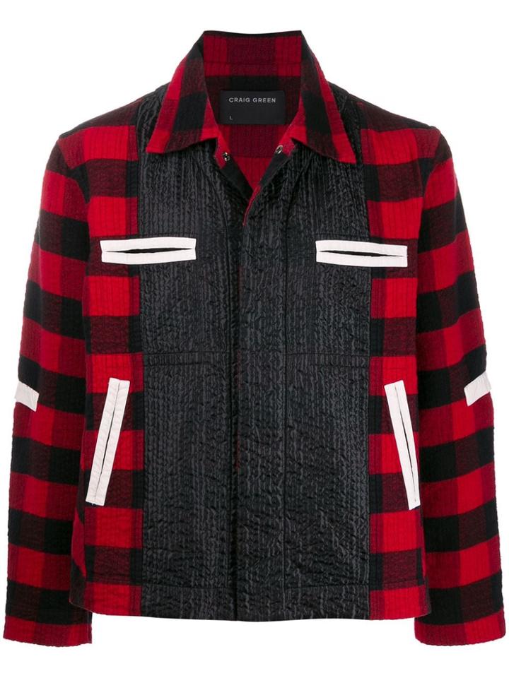 Craig Green Contrast Panel Check Jacket - Black