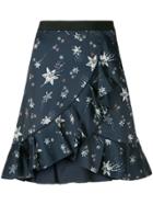 Self-portrait Star Print Flounce Skirt - Blue
