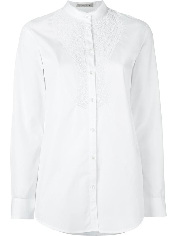 Etro Beaded Bib Shirt, Women's, Size: 44, White, Cotton/glass