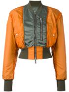 Unravel Project - Cropped Bomber Jacket - Women - Cotton/nylon/polyurethane - 42, Women's, Yellow/orange, Cotton/nylon/polyurethane