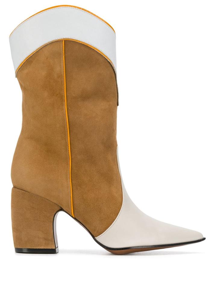 Marc Ellis Contrast Panels Western Boots - Neutrals