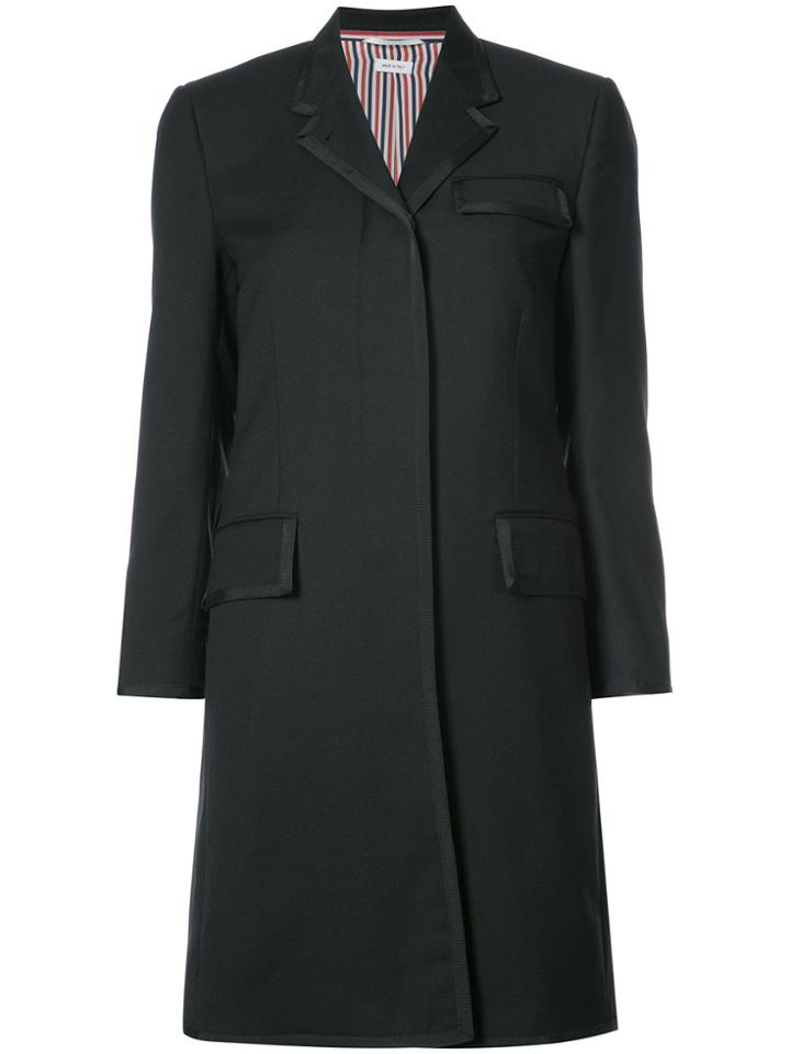 Thom Browne Classic Chesterfield Overcoat With Grosgrian Tipping In