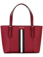 Bally Striped Trim Tote, Women's, Red, Calf Leather