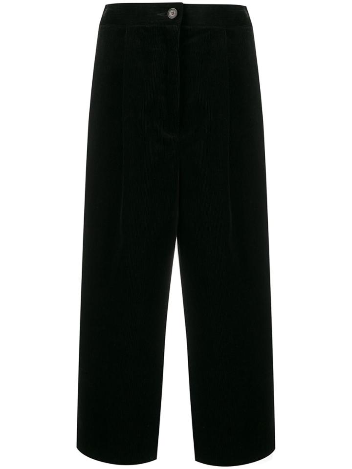 Mackintosh Wide Leg Corduroy Trousers - Black