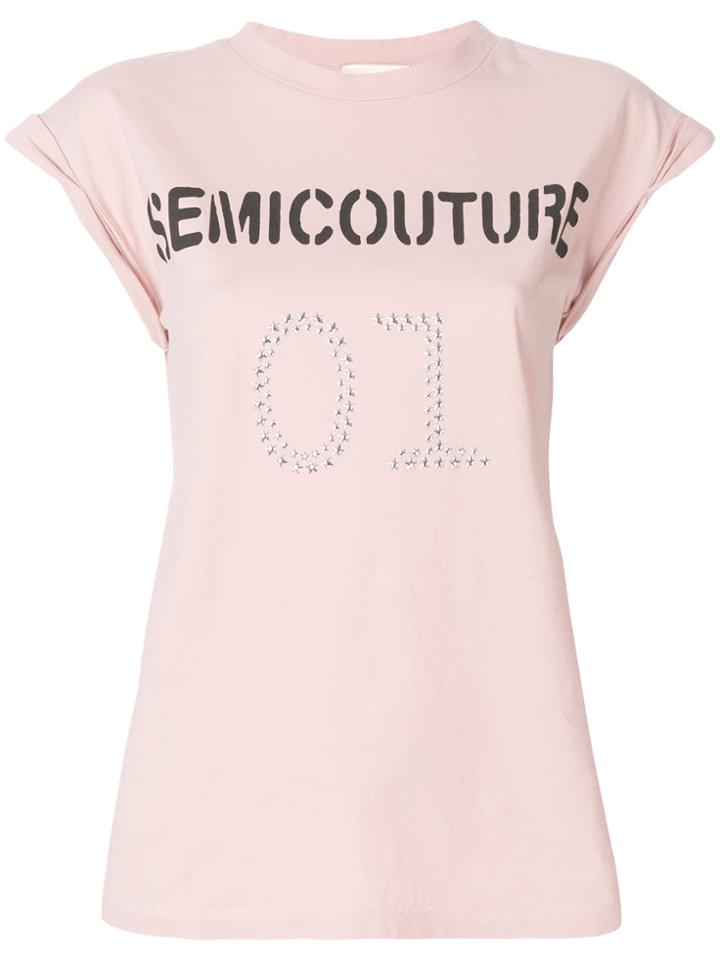 Semicouture Sleeveless Logo Top - Pink & Purple