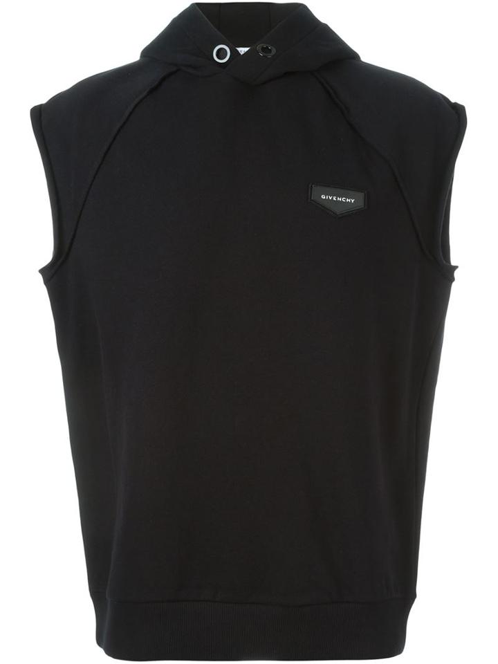 Givenchy Sleeveless Hoodie, Men's, Size: Small, Black, Cotton/viscose/calf Leather