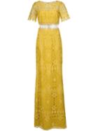 Marchesa Notte Lace Gown, Women's, Size: 12, Yellow/orange, Polyester
