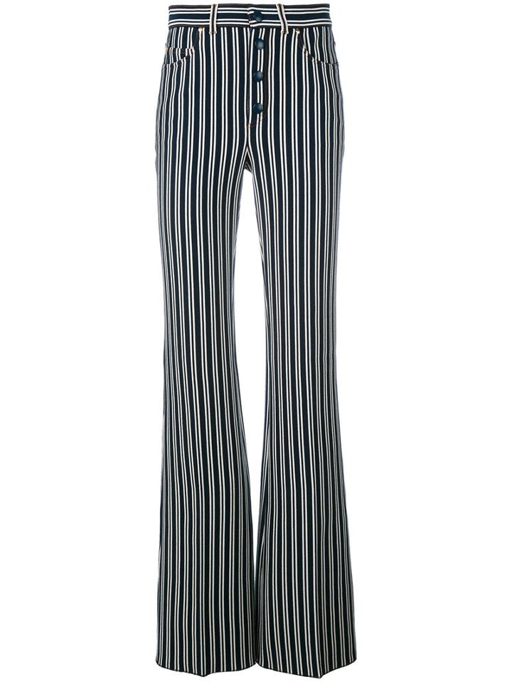 Sonia Rykiel - Striped Flared Trousers - Women - Cotton/polyester - 36, Blue, Cotton/polyester