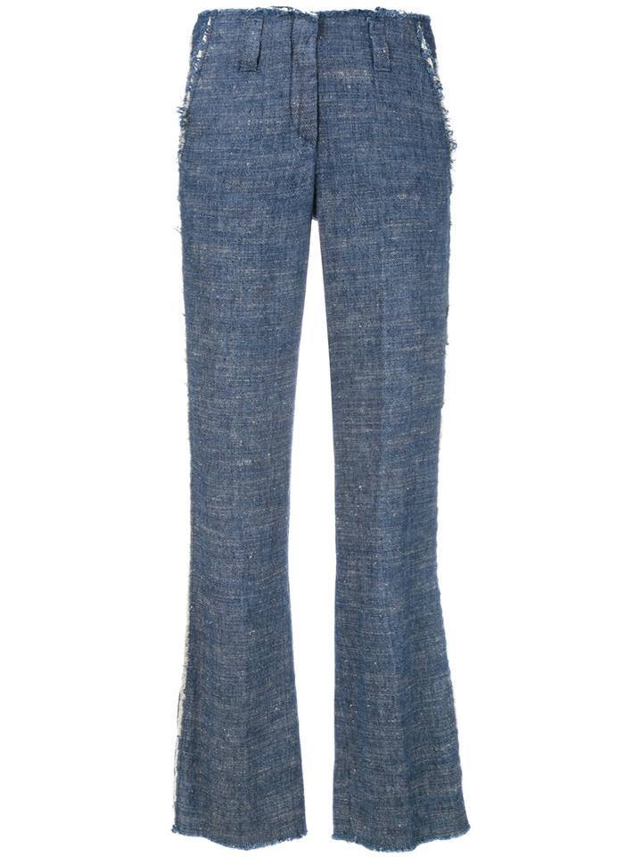 Dondup High-waisted Pants, Women's, Size: 42, Blue, Linen/flax/silk/cotton