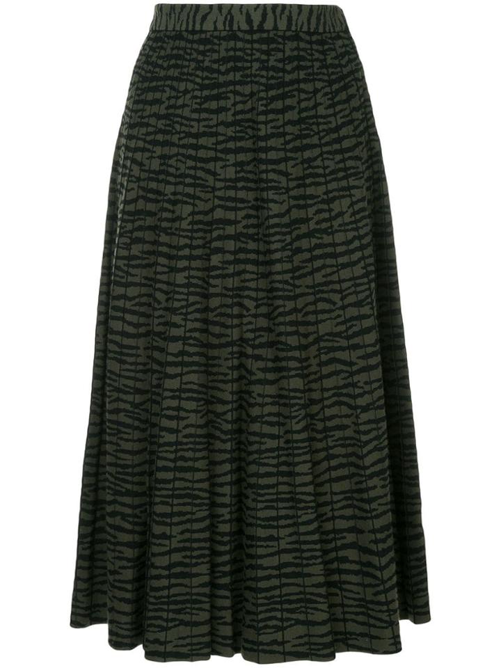 Proenza Schouler Tiger Jacquard Knit Pleated Skirt - Green