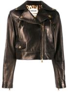 Roberto Cavalli Cropped Leather Jacket - Black