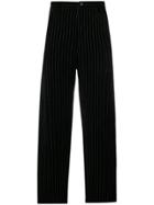 Ziggy Chen Pinstripe Straight Leg Trousers - Black