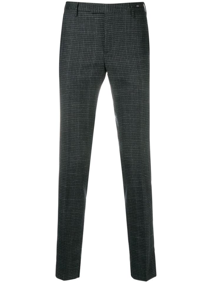 Pt01 Checked Slim-fit Trousers - Black