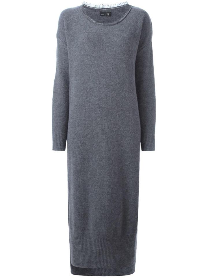Y's Round Neck Knit Dress - Grey