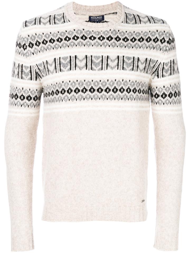 Woolrich Patterned Crew Neck Jumper - Nude & Neutrals