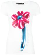 Love Moschino 'flower' T-shirt, Women's, Size: 40, White, Cotton/spandex/elastane