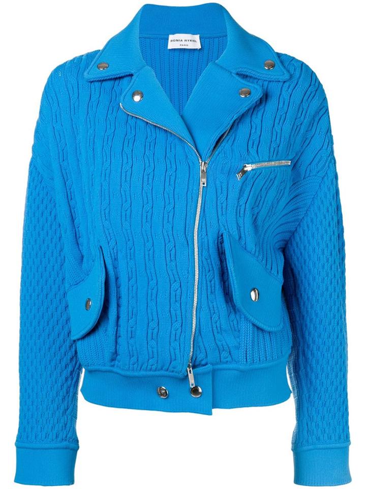 Sonia Rykiel Textured Biker Jacket - Blue
