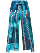 Issey Miyake Cropped Pleated Trousers - Blue