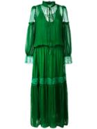 Roberto Cavalli - Pleated Long Dress - Women - Silk/polyamide - 42, Women's, Green, Silk/polyamide