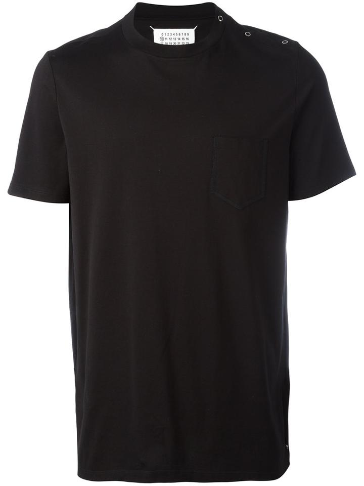 Maison Margiela Snap Button Closure T-shirt, Men's, Size: 46, Black, Cotton