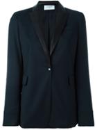 Akris One Button Blazer, Women's, Size: 38, Blue, Polyester/spandex/elastane/wool