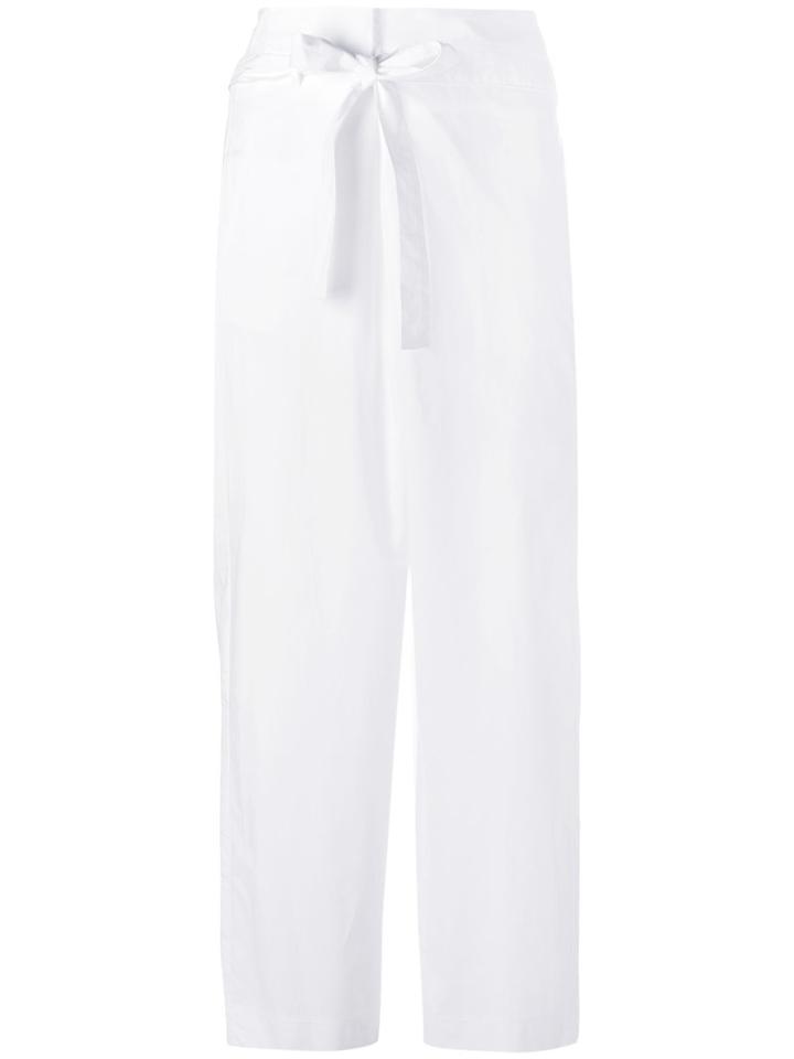 P.a.r.o.s.h. - Belted Cropped Trousers - Women - Cotton - S, White, Cotton