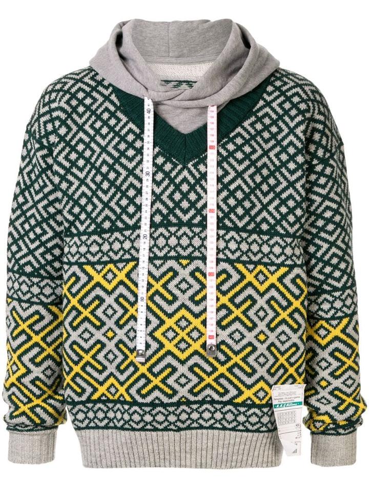 Maison Mihara Yasuhiro Knitted Long Sleeve Hoodie - Green