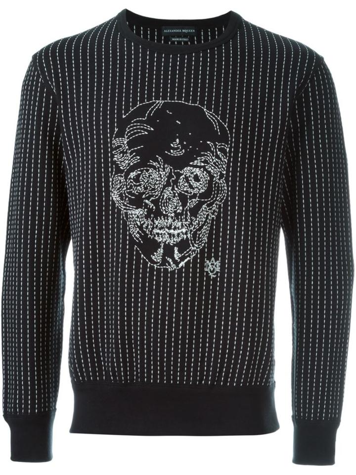 Alexander Mcqueen Stitched Skull Sweatshirt, Men's, Size: Small, Black, Cotton/polyester
