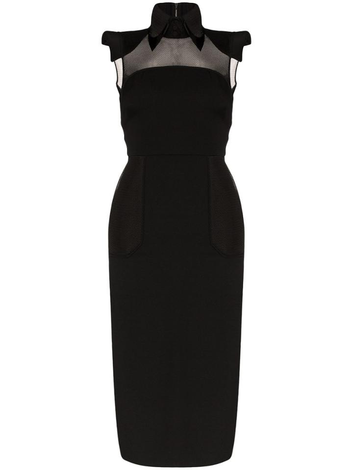 Fendi Pagoda Shoulder Pencil Dress - Black