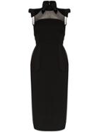 Fendi Pagoda Shoulder Pencil Dress - Black