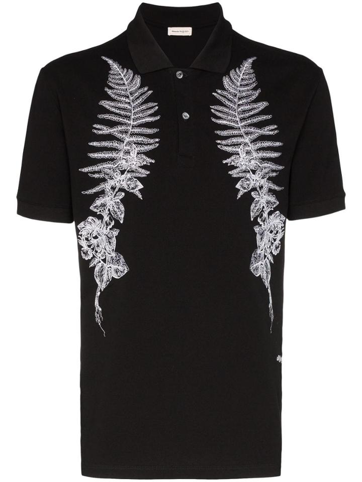 Alexander Mcqueen Frosted Fern Print Polo Shirt - Black