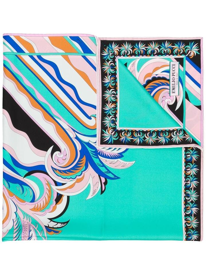 Emilio Pucci Guanabana Print Silk Square Scarf - Green