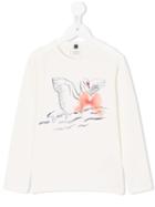 Armani Junior - Swan Print Longsleeved T-shirt - Kids - Cotton/spandex/elastane - 5 Yrs, White
