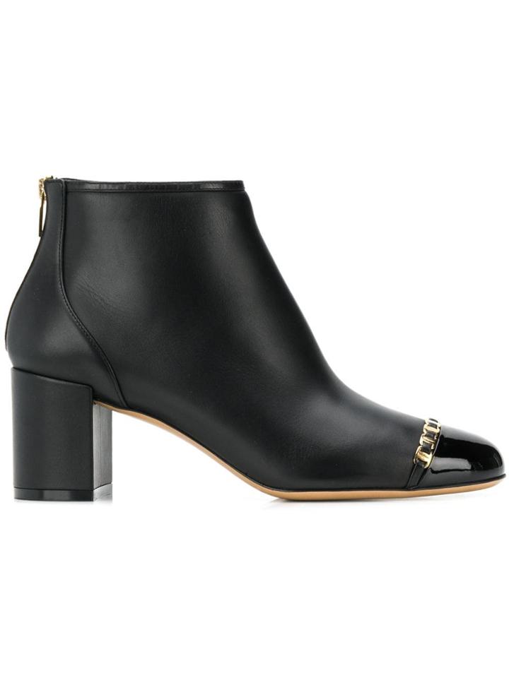 Salvatore Ferragamo Vara Chain Detail Booties - Black