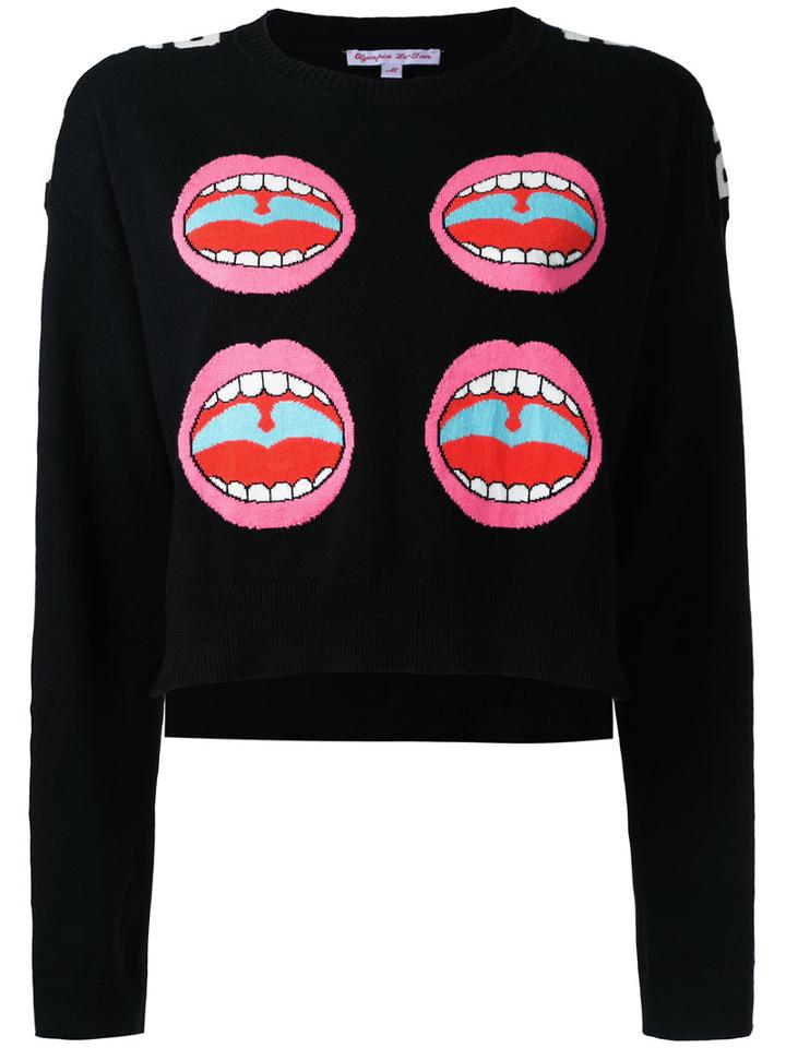 Olympia Le-tan - Word Image Jumper - Women - Cotton - M, Black, Cotton