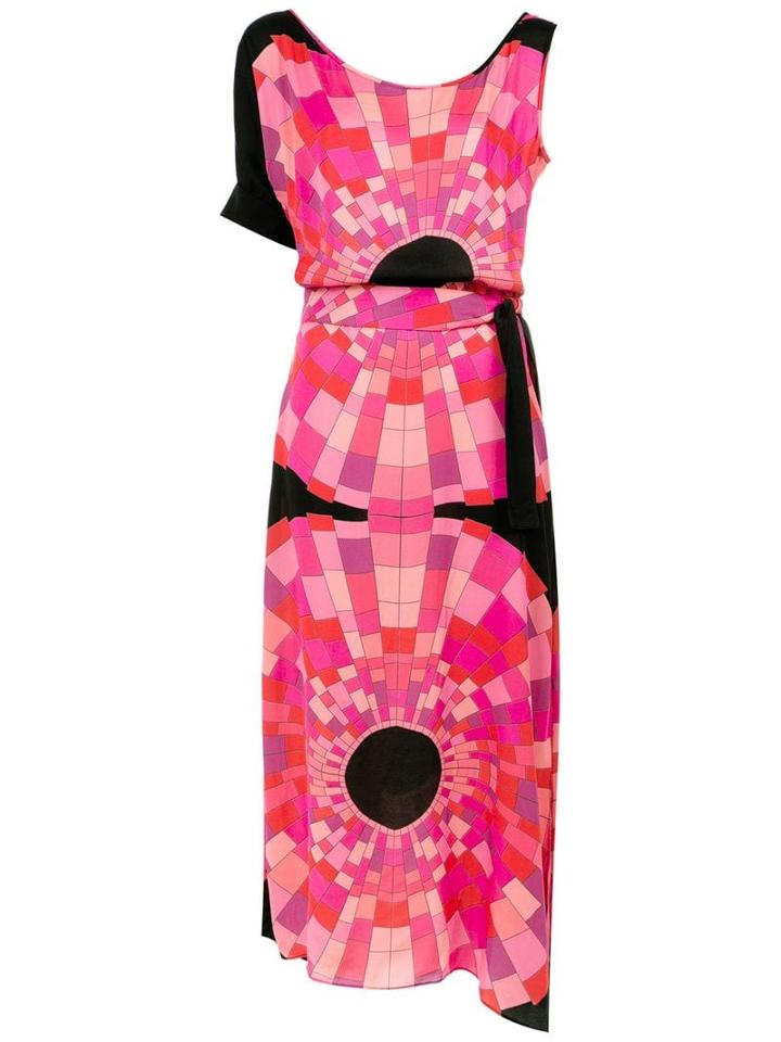 Amir Slama Asymmetric Printed Dress - Preto
