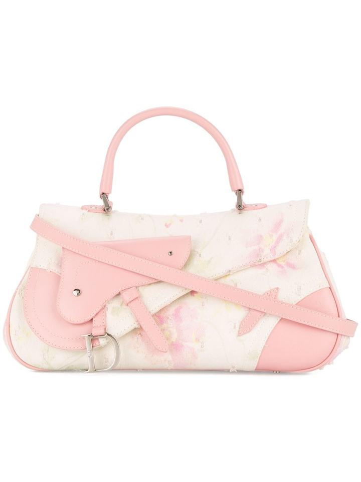 Christian Dior Vintage Flower Motif Two-way Tote - White