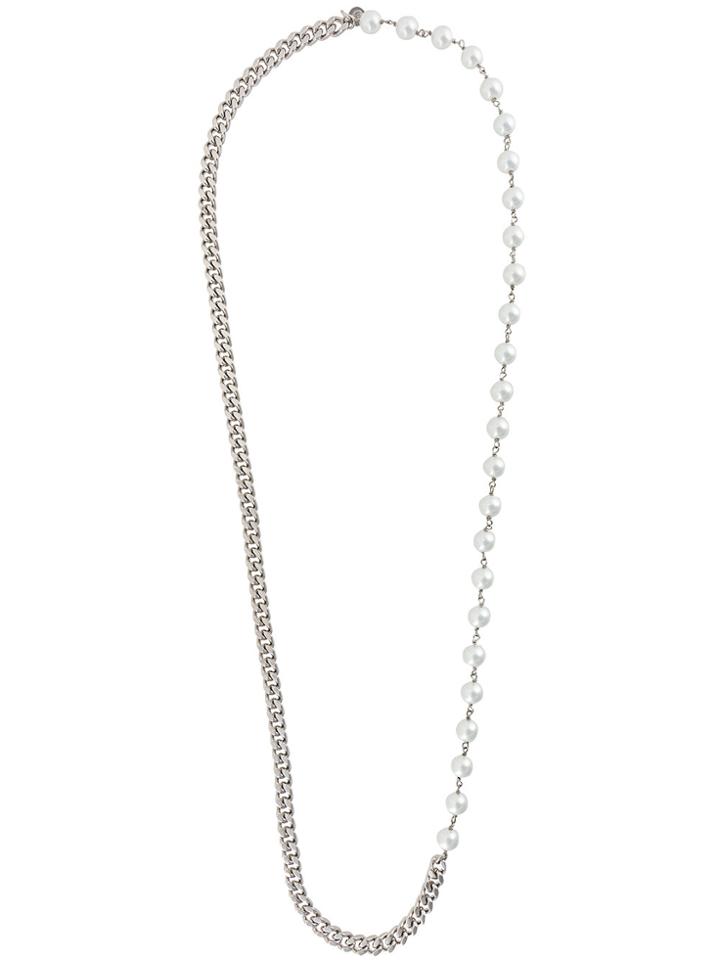 Mm6 Maison Margiela Pearls And Chain Necklace - Metallic