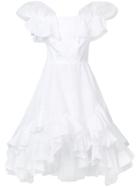 Natasha Zinko Ruffled Dress, Women's, Size: 36, White, Cotton/polyester