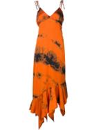 Marques'almeida Burnt Print Flared Dress, Women's, Size: Large, Yellow/orange, Silk