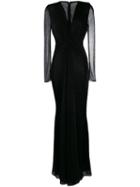 Talbot Runhof Metallic Voile Long Dress - Black