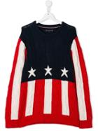 Tommy Hilfiger Junior Teen American Flag Cable-knit Jumper - Blue