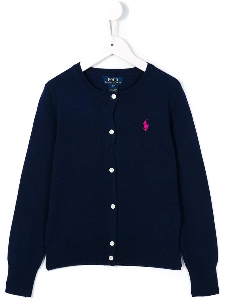 Ralph Lauren Kids Round Neck Cardigan, Girl's, Size: 6 Yrs, Blue