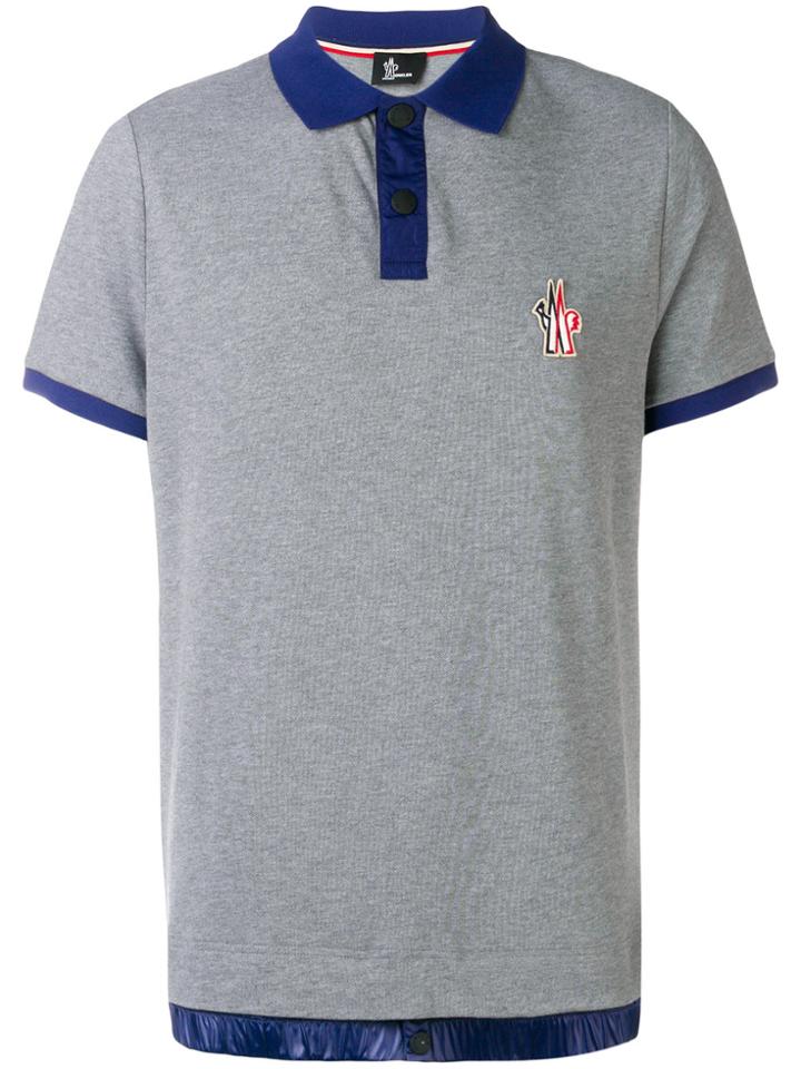 Moncler Grenoble Contrast Collar Polo Shirt - Grey