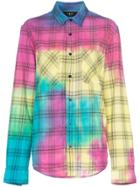 Amiri Rainbow Tie-dye Plaid Shirt